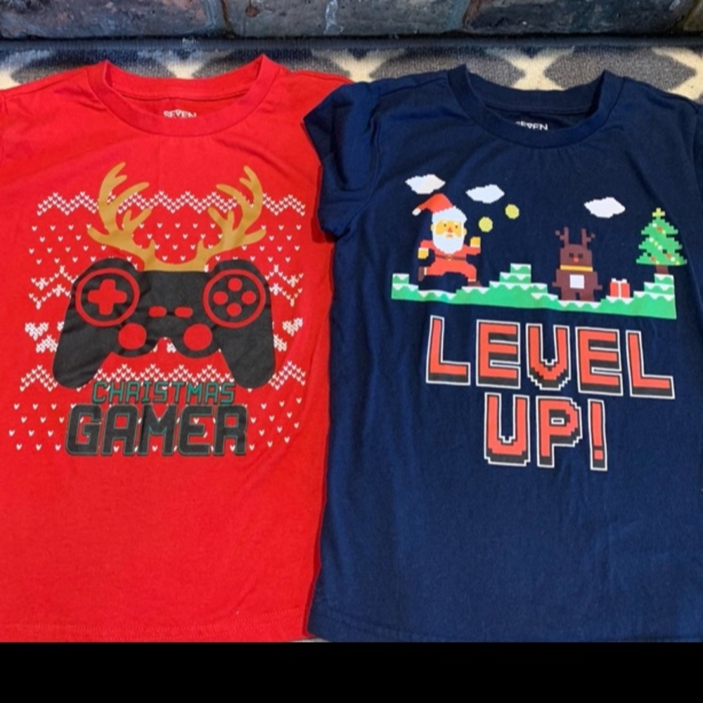 Boys size 6 Christmas gamer shirts